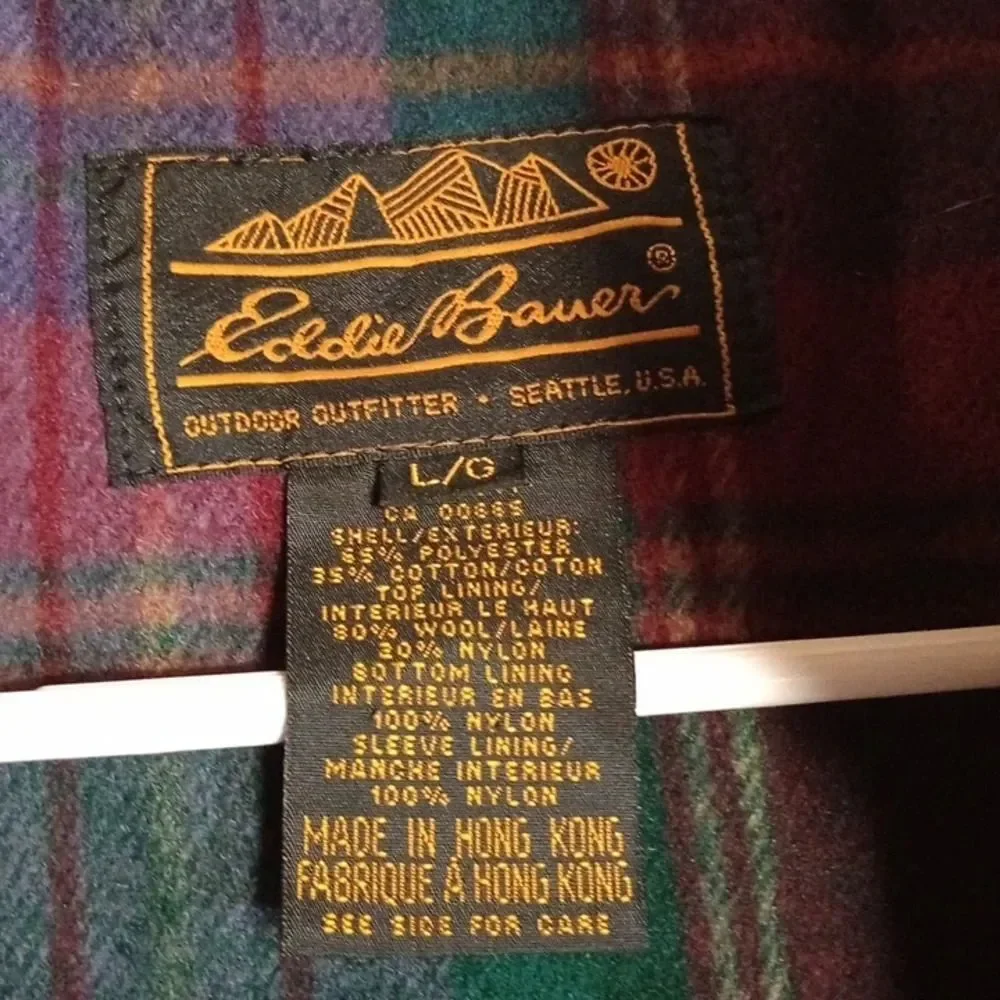 Eddie Bauer size L  women's jacket fleece lined, specify blue or green